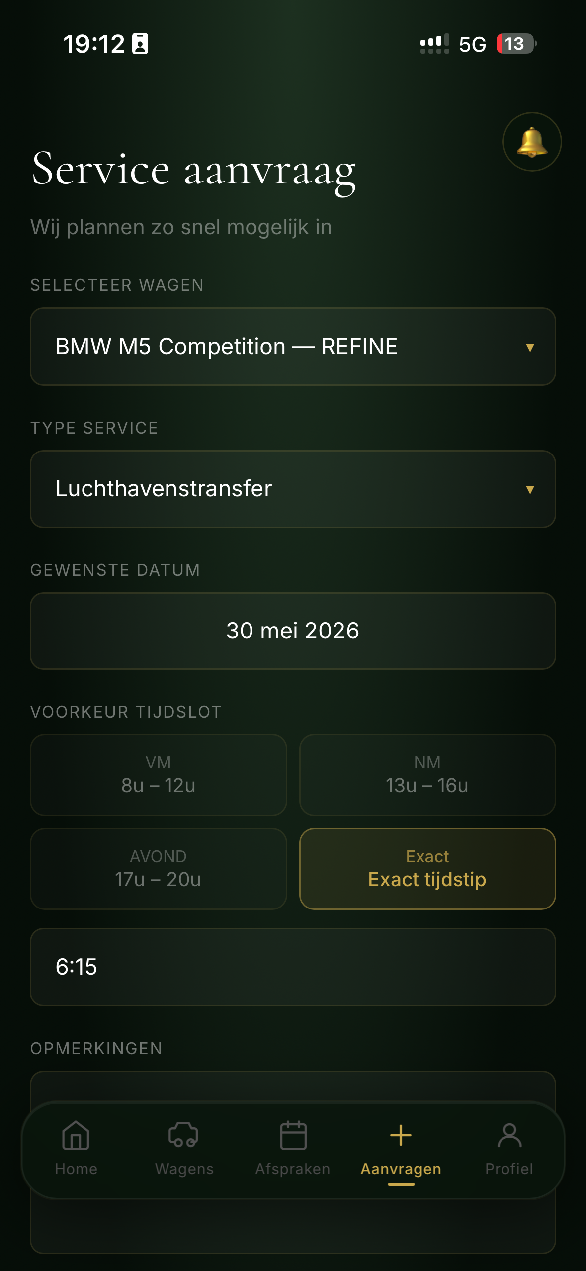 Dashboard aanvragen